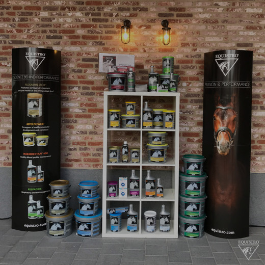 Alle Equistro Produkte vor einer Backsteinwand